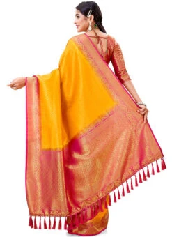 Orange Kanjivaram Silk Zari Woven Work Saree Festive Wear 9 Orange Kanjivaram Silk Zari Woven Work Saree Festive Wear -Sari Grace Shop orange kanjivaram silk zari woven work saree sasacw5008 b