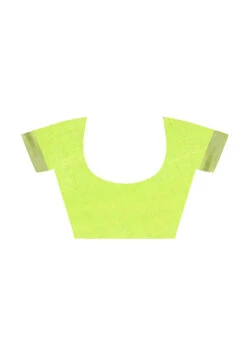 Parrot Green Linen Sari After Six Wear