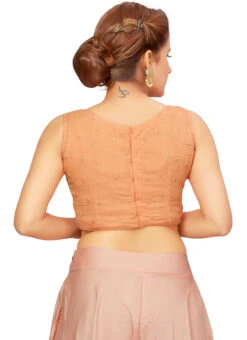 Peach Blended Cotton Sequins Blouse After Six Wear -Sari Grace Shop peach blended cotton sequins blouse blmff1827pk b