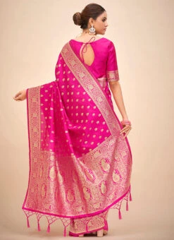 Pink Art Silk Sari Festive Wear 9 Pink Art Silk Sari Festive Wear -Sari Grace Shop pink art silk sari sasacw8600 b