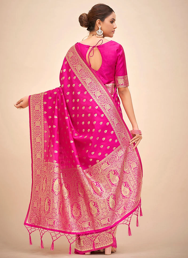 Pink Art Silk Sari Festive Wear 6 Pink Art Silk Sari Festive Wear - Image 4