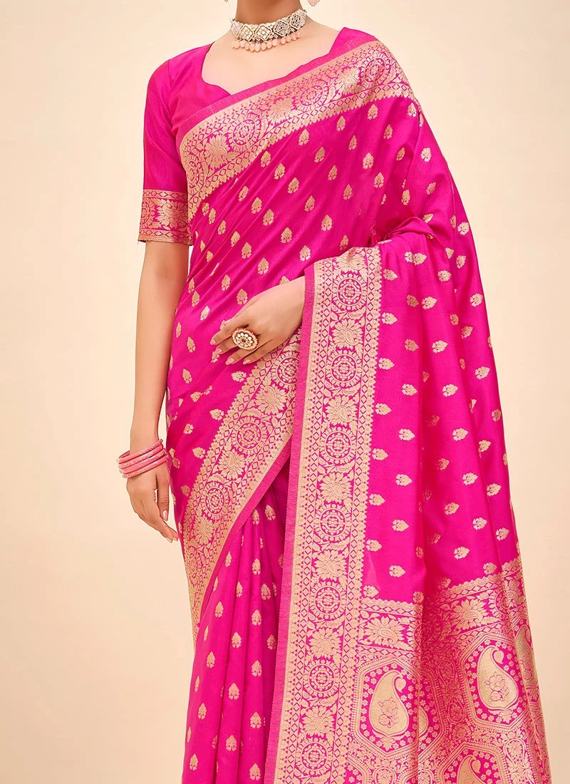 Pink Art Silk Sari Festive Wear 3 Pink Art Silk Sari Festive Wear