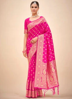 Pink Art Silk Sari Festive Wear 8 Pink Art Silk Sari Festive Wear -Sari Grace Shop pink art silk sari sasacw8600 u