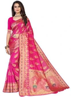 Pink Banarasi Silk Weaving Work Saree Festive Wear -Sari Grace Shop pink banarasi silk weaving work saree sassmtss81049b u