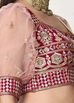 Pink Embroidered Blouse Festive Wear
