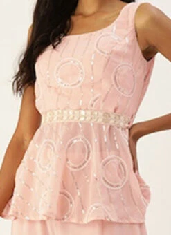 Pink Embroidered Peplum Blouse Festive Wear