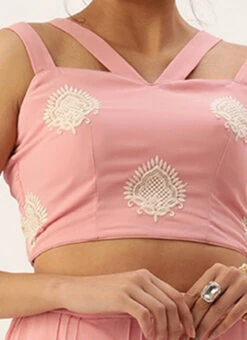Pink Georgette Embroidered Blouse Festive Wear