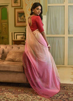 Pink Georgette Sequins Embroidery Saree Party Wear -Sari Grace Shop pink georgette sequins embroidery saree sasacu7587 b