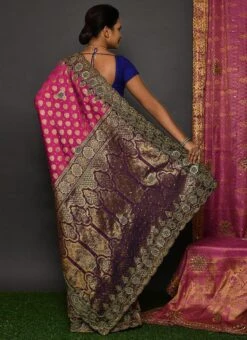 Pink Kanjeevaram Silk Hand Work Saree Festive Wear -Sari Grace Shop pink kanjeevaram silk hand work saree sadsf4690 b