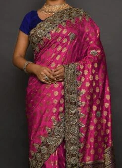 Pink Kanjeevaram Silk Hand Work Saree Festive Wear