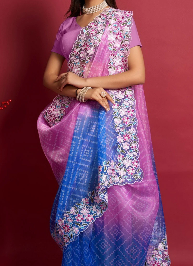 Pink Organza Embroidered Saree After Six Wear 3 Pink Organza Embroidered Saree After Six Wear