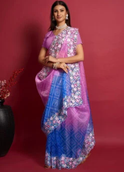 Pink Organza Embroidered Saree After Six Wear 8 Pink Organza Embroidered Saree After Six Wear -Sari Grace Shop pink organza embroidered saree sasacw9099 u