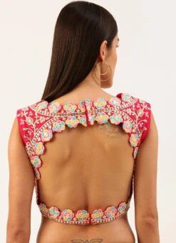 Pink Silk Embroidery Blouse Party Wear 9 Pink Silk Embroidery Blouse Party Wear -Sari Grace Shop pink silk embroidery blouse blspfb168ro b