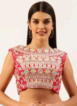 Pink Silk Embroidery Blouse Party Wear 8 Pink Silk Embroidery Blouse Party Wear -Sari Grace Shop pink silk embroidery blouse blspfb168ro u