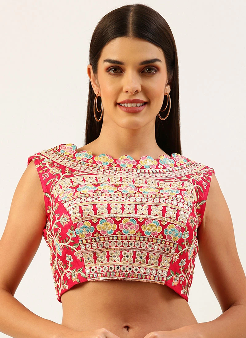 Pink Silk Embroidery Blouse Party Wear 5 Pink Silk Embroidery Blouse Party Wear - Image 3