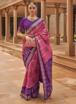 Pink Silk Patola Printed Saree Festive Wear -Sari Grace Shop pink silk patola printed saree samam1550 u