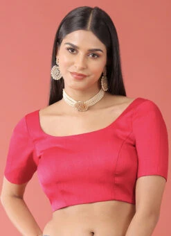 Pink Silk Solid Stitched Readymade Blouse Party Wear -Sari Grace Shop pink silk solid stitched readymade blouse blspfb237r u