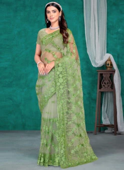 Pista Green Net Zari Embroidery Work Saree Party Wear 8 Pista Green Net Zari Embroidery Work Saree Party Wear -Sari Grace Shop pista green net zari embroidery work saree sasuna1656 u
