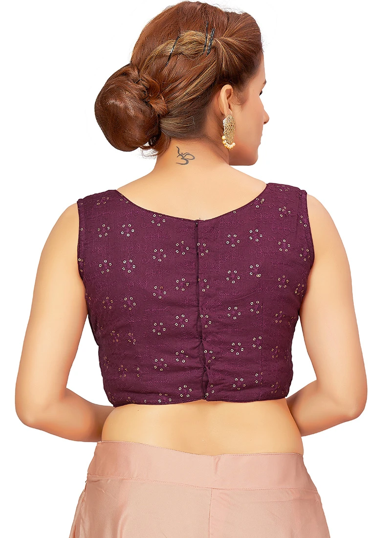 Purple Blended Cotton Sequins Blouse After Six Wear 6 Purple Blended Cotton Sequins Blouse After Six Wear - Image 4