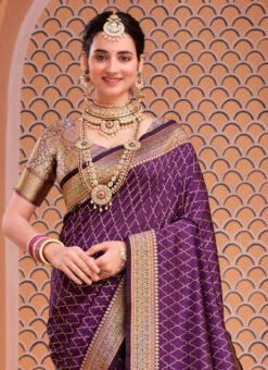 Purple Color Jacquard Woven Work Silk Saree Festive Wear -Sari Grace Shop purple color jacquard woven work silk saree sasli19951077 b