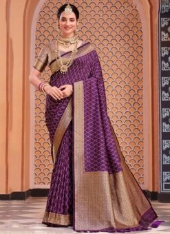 Purple Color Jacquard Woven Work Silk Saree Festive Wear -Sari Grace Shop purple color jacquard woven work silk saree sasli19951077 u