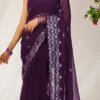 Purple Faux Georgette Sequins Sari Party Wear -Sari Grace Shop purple faux georgette sequins sari sasacw8810 l