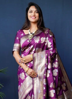 Purple Kanchipuram Silk Weaving Saree Festive Wear -Sari Grace Shop purple kanchipuram silk weaving saree sasomrd07 b