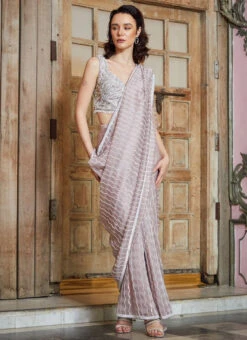 Purplish White Net Embroidered Hand Work Saree Party Wear -Sari Grace Shop purplish white net embroidered hand work saree sakss14627 u