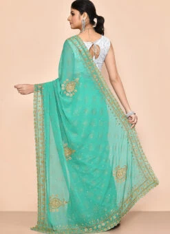 Rama Green Art Silk Hand Work Saree Party Wear 9 Rama Green Art Silk Hand Work Saree Party Wear -Sari Grace Shop rama green art silk hand work saree sadsf7070 b