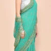 Rama Green Art Silk Hand Work Saree Party Wear -Sari Grace Shop rama green art silk hand work saree sadsf7070 l