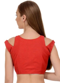 Red Art Dupion Silk Plain Blouse Festive Wear -Sari Grace Shop red art dupion silk plain blouse bldiw15 b