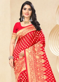 Red Art Silk Saree Festive Wear -Sari Grace Shop red art silk saree sasbhldk5055 b