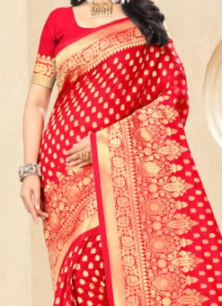 Red Art Silk Saree Festive Wear