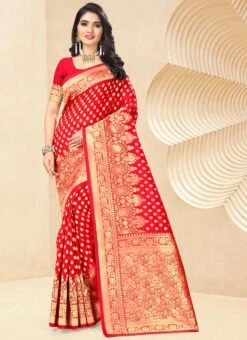 Red Art Silk Saree Festive Wear -Sari Grace Shop red art silk saree sasbhldk5055 u