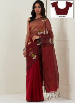 Red Color Handloom And Thread Work Pure Jamdani Silk Saree Festive Wear 8 Red Color Handloom And Thread Work Pure Jamdani Silk Saree Festive Wear -Sari Grace Shop red color handloom and thread work pure jamdani silk saree sakbb74 u