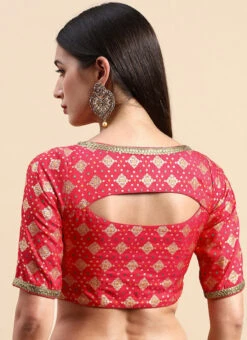 Red Jacquard Viscose Blouse Festive Wear -Sari Grace Shop red jacquard viscose blouse BLBS02303869 b