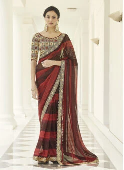 Red Organza Embroidered Gota Saree Party Wear -Sari Grace Shop red organza embroidered gota saree sasad9503 u
