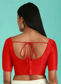 Red Silk Solid Stitched Readymade Blouse Party Wear -Sari Grace Shop red silk solid stitched readymade blouse blspfb228r b
