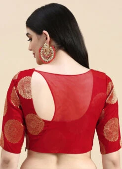 Red Taffeta Blouse Festive Wear -Sari Grace Shop red taffeta blouse BLBS02210835 b