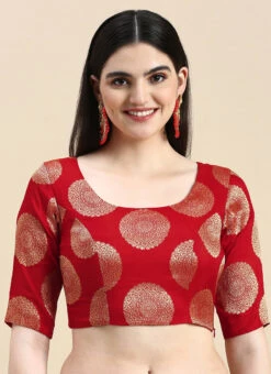 Red Taffeta Blouse Festive Wear -Sari Grace Shop red taffeta blouse BLBS02210835 u