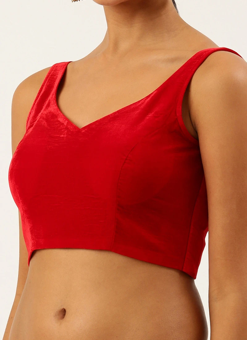Red Velvet Readymade Blouse Party Wear 3 Red Velvet Readymade Blouse Party Wear
