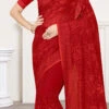 Resham Embroidery With Siroski Work Red Color Georgette Saree Party Wear -Sari Grace Shop resham embroidery with siroski work red color georgette saree sasung1793 l