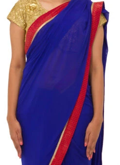 Royal Blue Lycra Net Border Saree Party Wear