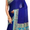 Royal Blue N Sky Blue Pure Chiffon Georgette Silk Saree Festive Wear -Sari Grace Shop royal blue n sky blue pure silk saree savnsas602m l