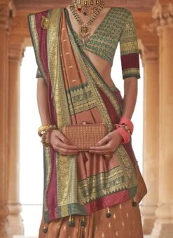 Rust Art Silk Saree Festive Wear