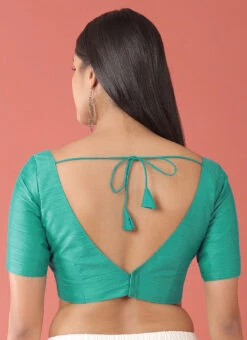 Sea Green Silk Solid Stitched Readymade Blouse Party Wear -Sari Grace Shop sea green silk solid stitched readymade blouse blspfb239sg b