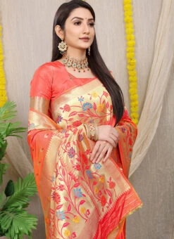 Soft Silk Red Color Zari Work Saree Festive Wear 9 Soft Silk Red Color Zari Work Saree Festive Wear -Sari Grace Shop soft silk red color zari work saree sasom394 b