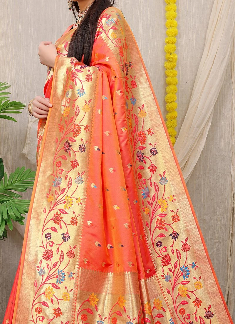 Soft Silk Red Color Zari Work Saree Festive Wear 3 Soft Silk Red Color Zari Work Saree Festive Wear