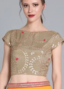 Sprout Green Embroidered Chinon Blouse Festive Wear 8 Sprout Green Embroidered Chinon Blouse Festive Wear -Sari Grace Shop sprout green embroidered chinon blouse BLBS02209580 u 1