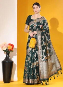 Tussar Silk Green Color Jamdani Woven Work Saree Festive Wear 8 Tussar Silk Green Color Jamdani Woven Work Saree Festive Wear -Sari Grace Shop tussar silk green color jamdani woven work saree sasacw4134 u